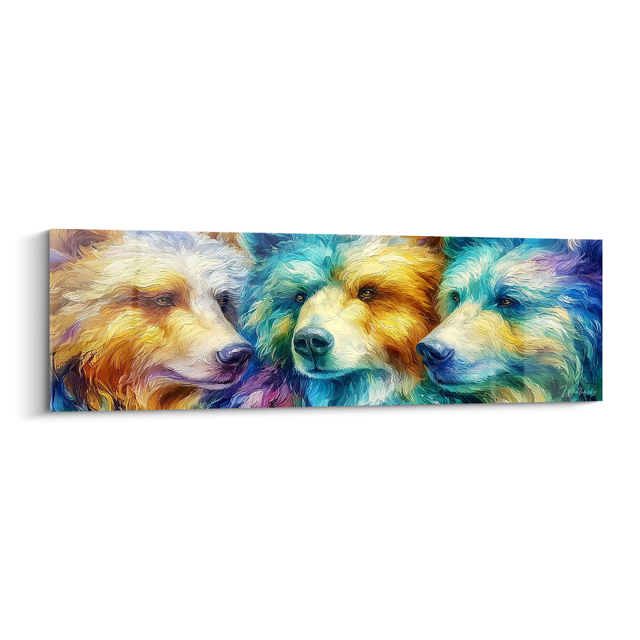 Tableau Ours brun turquoise et doré réunis - Fratrie sauvage - Edition Ours brun