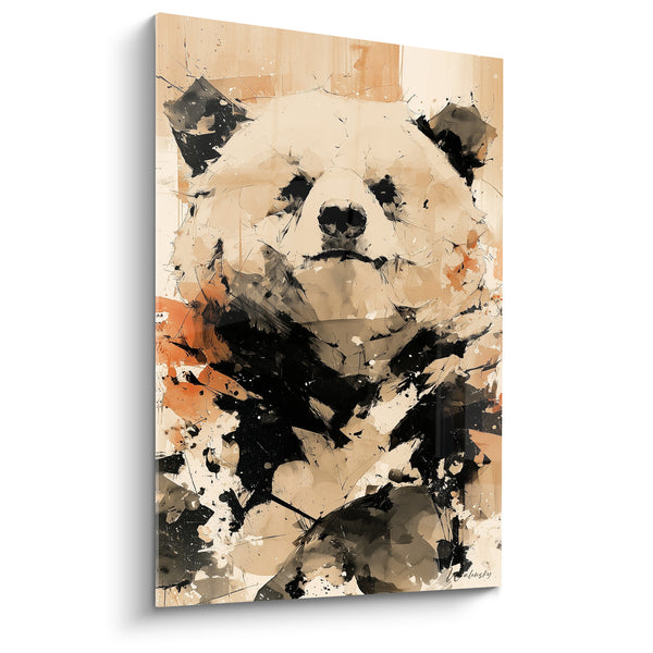 Tableau Ours face crème et noire éclaboussée - Museau givré fissuré - Edition Ours brun