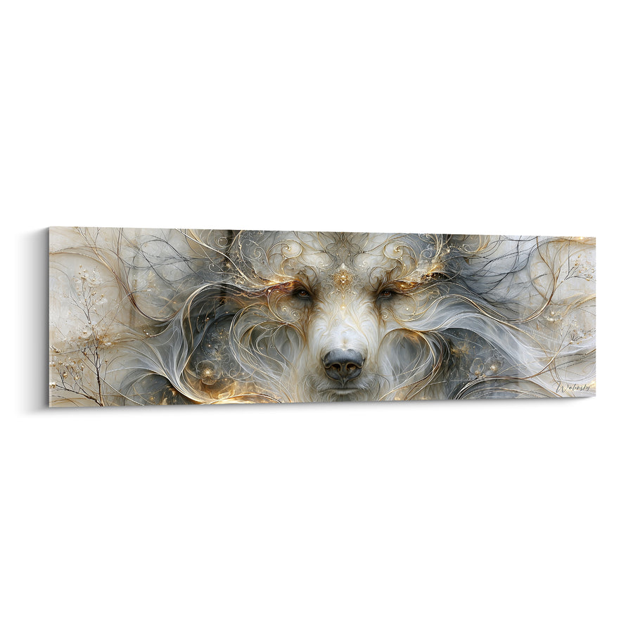Tableau Ours brun aux volutes ivoire et or - Esprit du sous-bois - Edition Ours brun