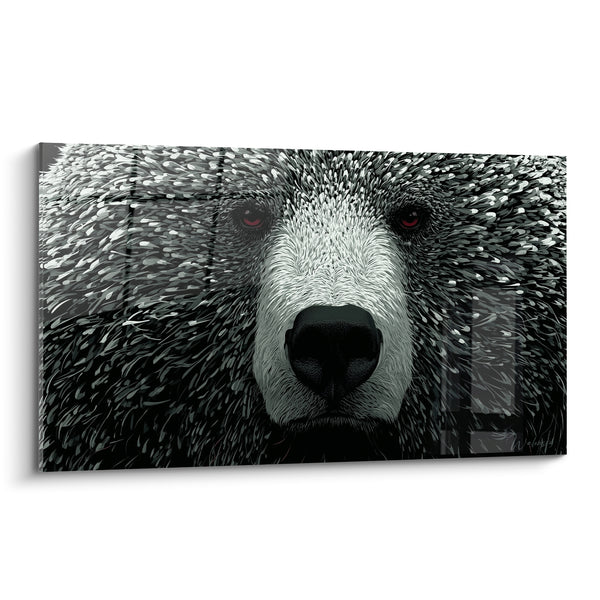 Dipinto Orso bruno con occhi rossi penetranti - Sguardo glaciale - Edizione Orso bruno
