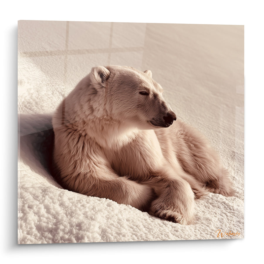Tableau Ours polaire couché dans la neige beige - Sommeil des neiges - Edition Ours polaire