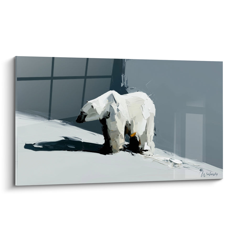 Tableau Ours polaire blanc sur banquise anthracite - Marche solitaire - Edition Ours polaire