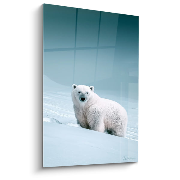 Tableau Ours polaire blanc et bleu sur la banquise - Vigie glaciale - Edition Ours polaire