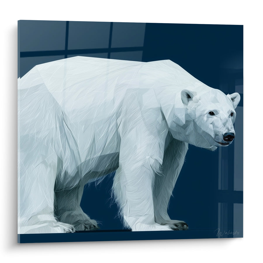 Tableau Ours polaire blanc et bleu marine - Marche silencieuse - Edition Ours polaire