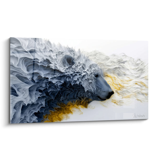 Leinwand Eisbär mit Marine- und Goldschlingen - Eiskalter Atem - Eisbär Edition