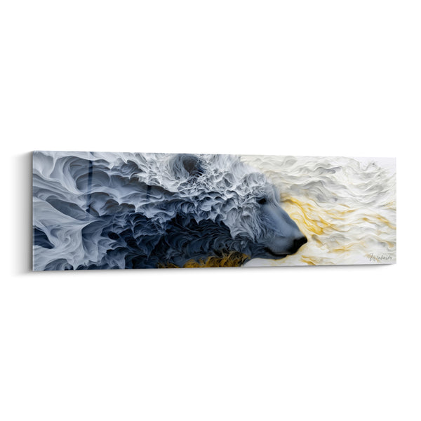 Tableau Ours polaire au pelage bleu marine et doré - Souffle arctique - Edition Ours polaire
