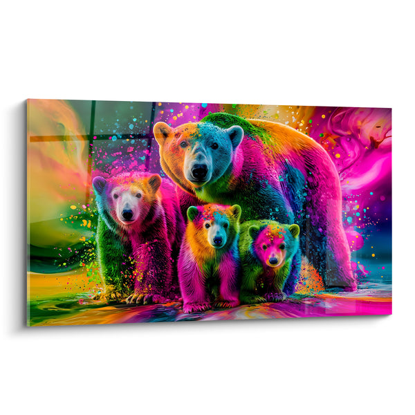 Tableau Famille d'ours polaires aux couleurs éclatantes - Éclosion familiale - Edition Ours polaire