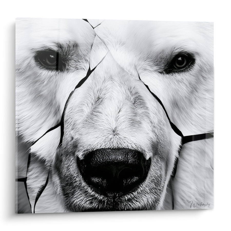 Tableau Ours polaire blanc et noir fissuré - Fracture glaciaire - Edition Ours polaire