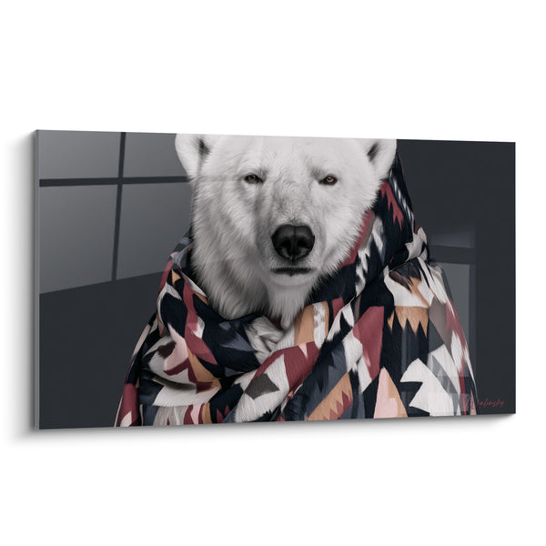 Tableau Blanc et anthracite au manteau graphique - Allure citadine - Edition Ours polaire