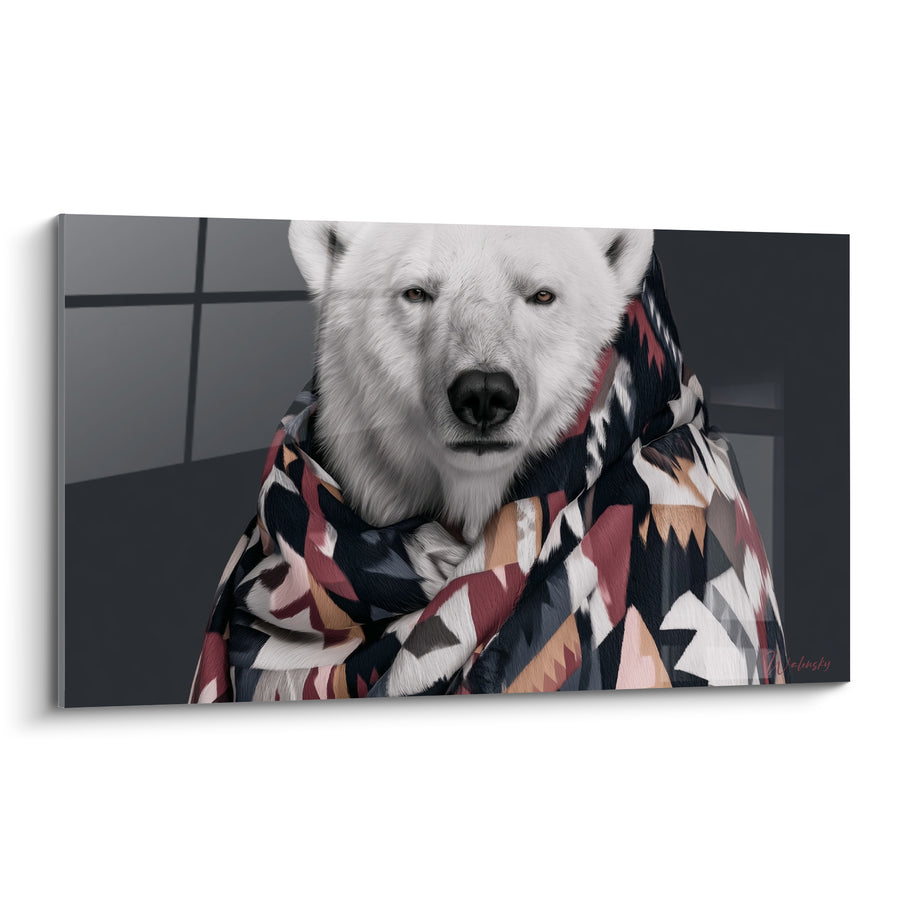 Tableau Blanc et anthracite au manteau graphique - Allure citadine - Edition Ours polaire