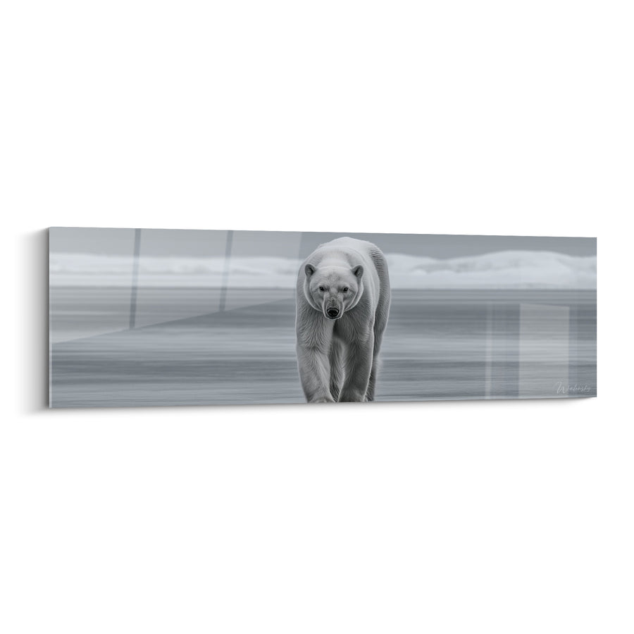 Tableau Ours polaire blanc et gris sur eau miroitante - Reflets verticaux flous - Edition Ours polaire