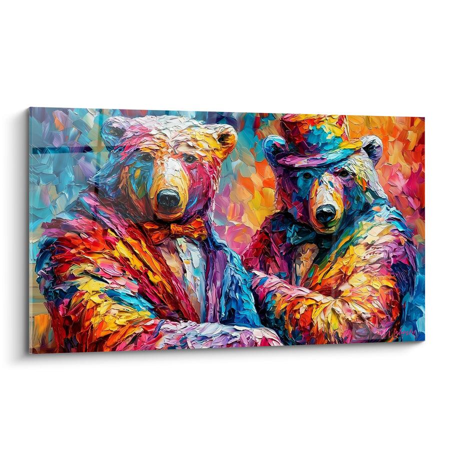 Tableau Ours polaires en nœud papillon et chapeau - Duo en costume - Edition Ours polaire