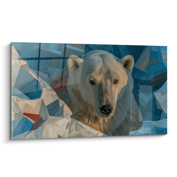 Tableau Ours polaire aux fragments bleu et blanc - Sentinelle glaciaire - Edition Ours polaire