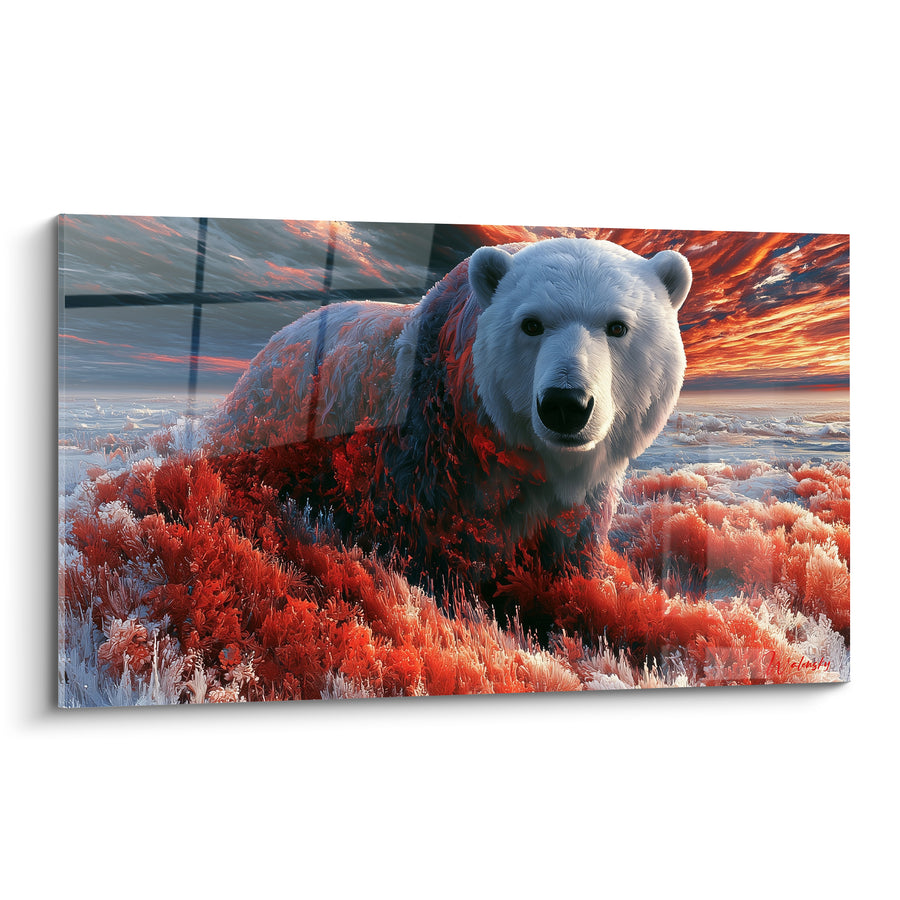 Tableau Ours polaire au pelage rouge écarlate - Braise polaire - Edition Ours polaire