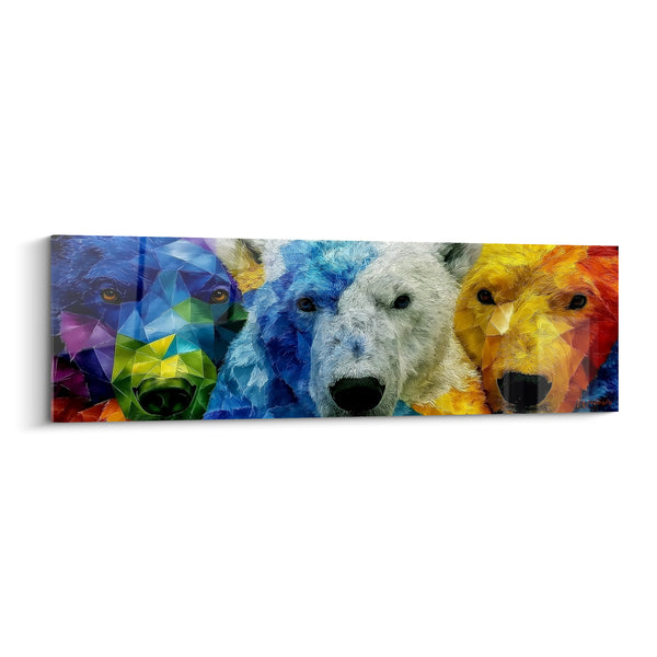 Tableau Trio d'ours aux visages bleu et doré - Trio de regards - Edition Ours polaire