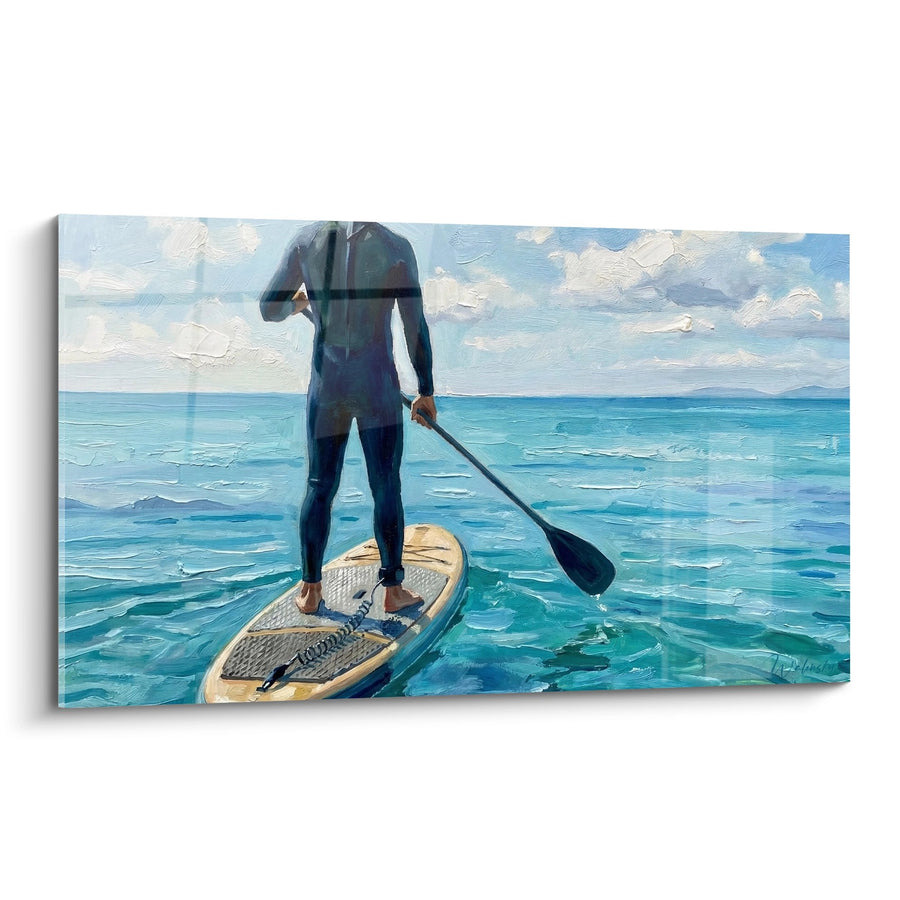 Tableau Homme en Combinaison sur Planche dans les Eaux Turquoise - Évasion Aquatique - Edition Paddle