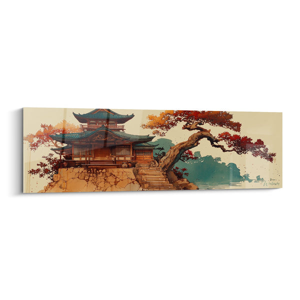 Pagodetabel met Traditionele Kleuren, Japanse Kersenbloesem en Herfsttinten - Zen Architectuur - Pagode Editie