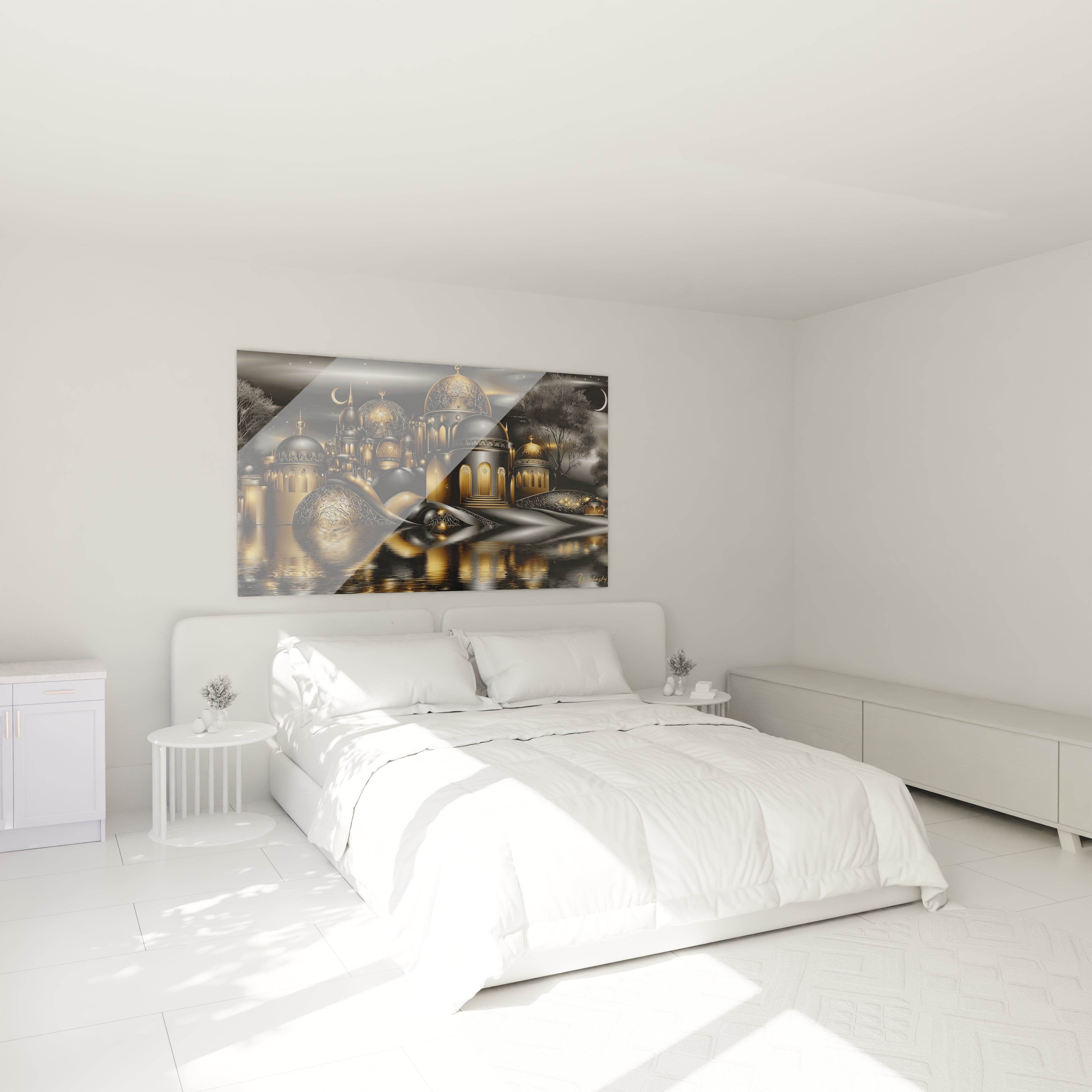 Tableau palais oriental doré dans chambre moderne décoration murale luxueuse