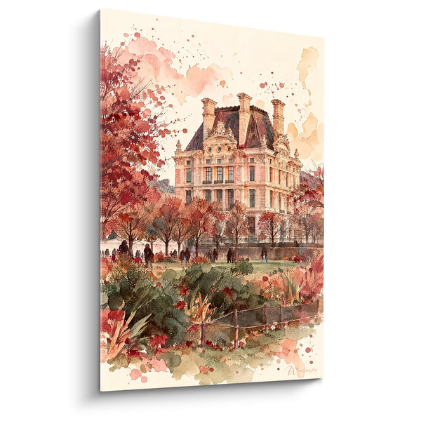 Cuadro Palacio elegante en tonos terracota y verde - Paseo de otoño - Edición Palacio de las Tullerías Île-de-France