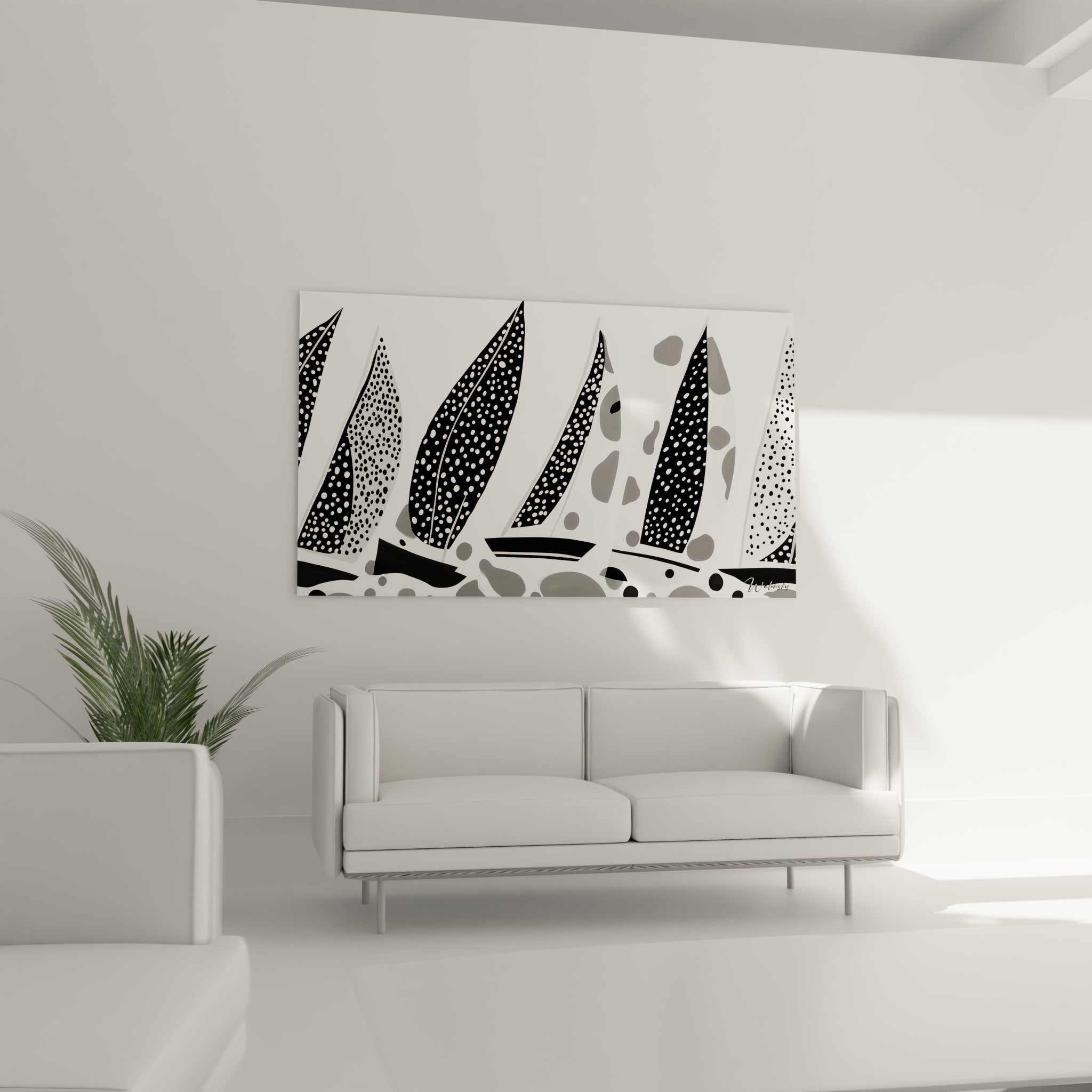Tableau tacheté noir et blanc de Walensky, design moderne pour une décoration intérieure élégante