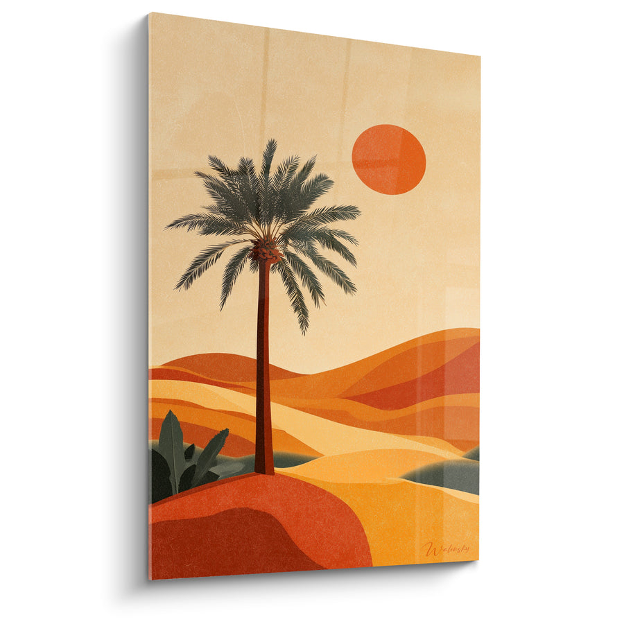 Tableau Palmier solitaire aux dunes ocre et terracotta - Solitude du désert - Edition Palmier