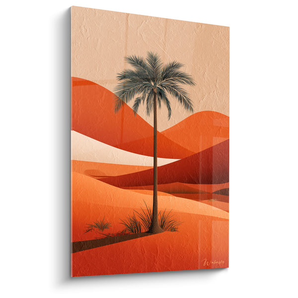 Tableau Palmier solitaire aux dunes terracotta - Oasis silencieuse - Edition Palmier