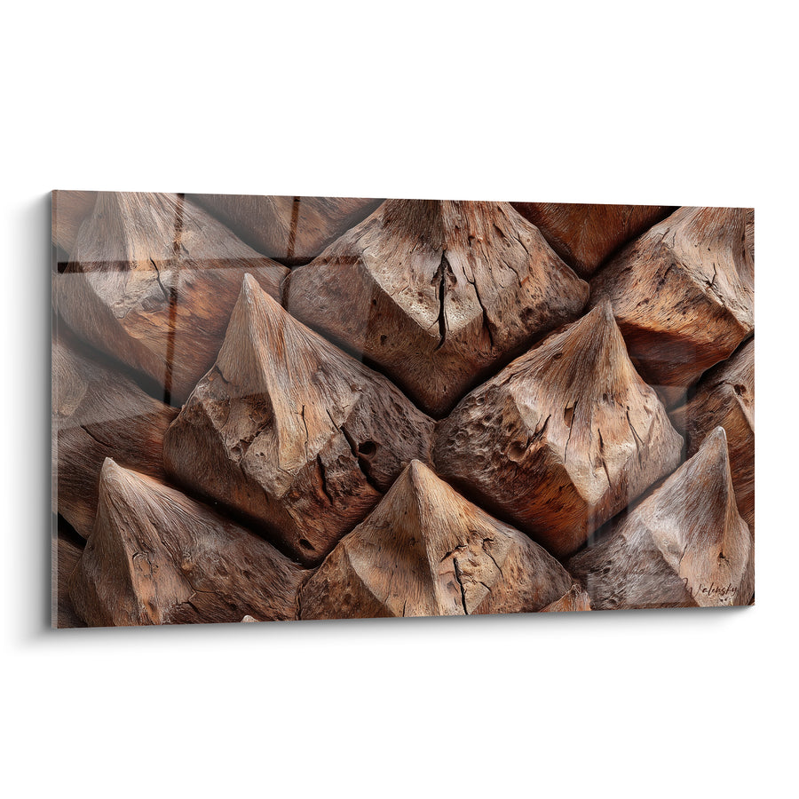 Tableau Écorce brun et beige aux motifs pyramidaux - Relief naturel - Edition Palmier
