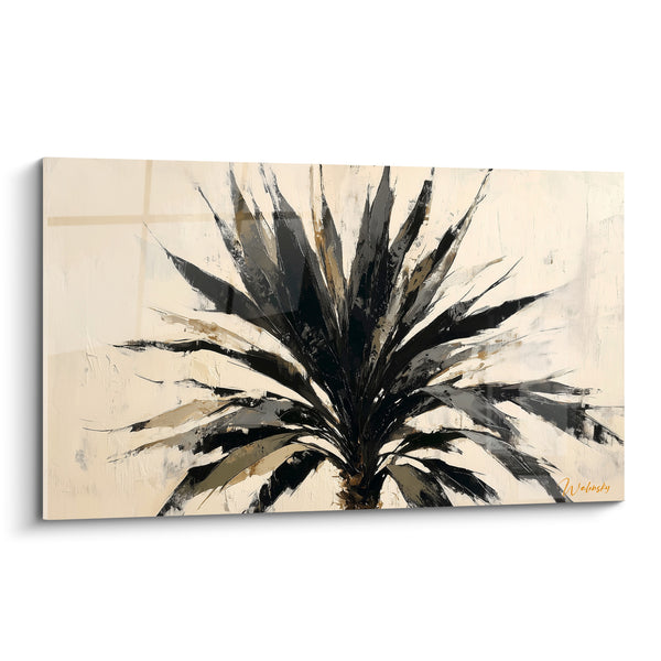 Tableau Palmes noires éclatées sur fond ivoire - Éventail solaire - Edition Palmier