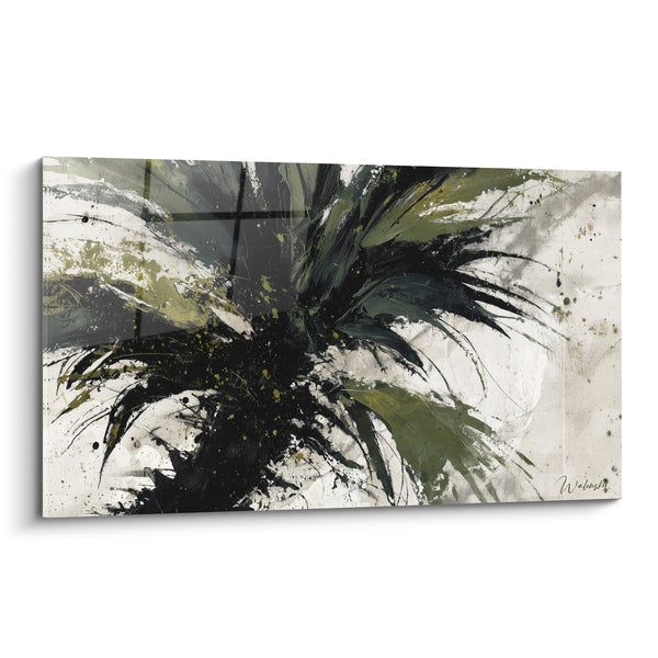 Tableau Palmes noires et vert olive éclaboussées - Souffle végétal - Edition Palmier