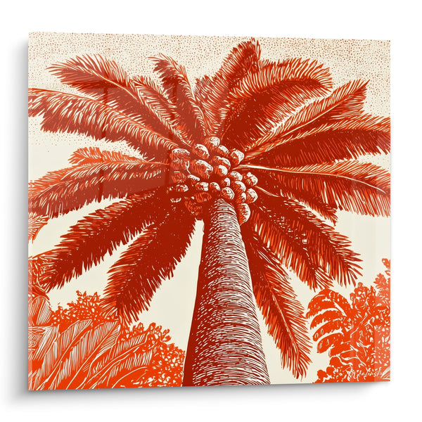 Tableau Palmier terracotta en contre-plongée vers le ciel - Ivresse tropicale - Edition Palmier