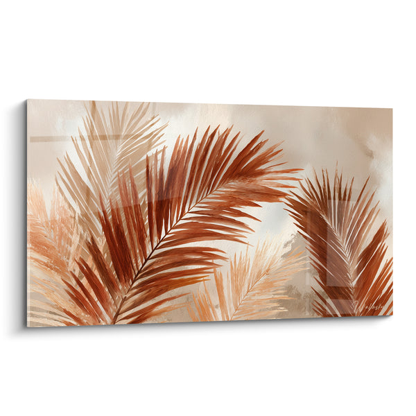 Tableau Feuilles de palmier terracotta et beige - Douceur d'automne - Edition Palmier