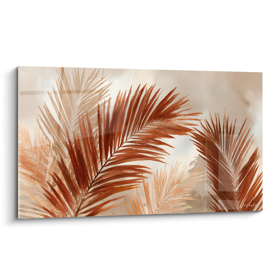 Tableau Feuilles de palmier terracotta et beige - Douceur d'automne - Edition Palmier