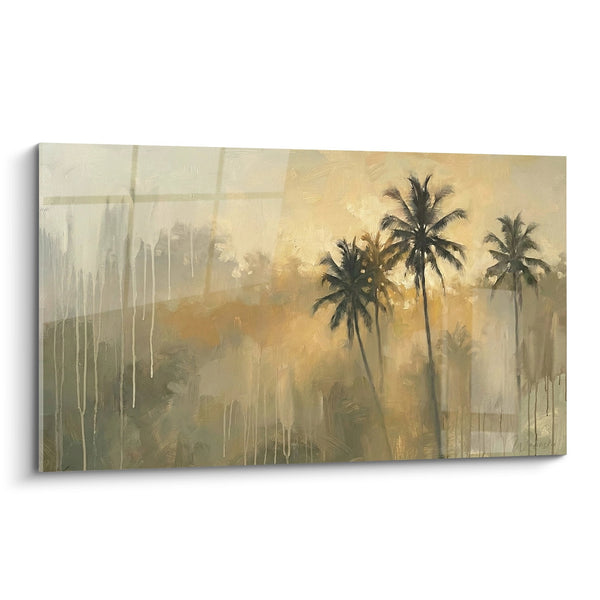 Golden Palm Trees in Tropical Rain Morning Light Wall Art - Bali Edition