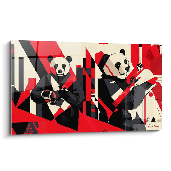 Panda Fighting Brothers Painting - Panda Edition