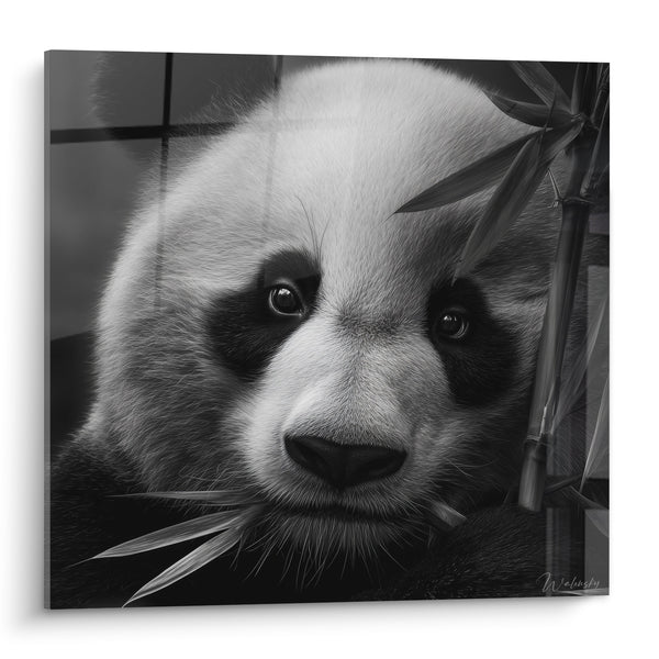 Tableau Panda noir et blanc au bambou - Tendresse sauvage - Edition Panda