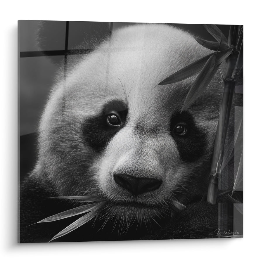 Tableau Panda noir et blanc au bambou - Tendresse sauvage - Edition Panda