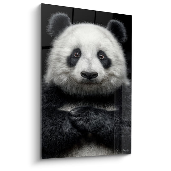 Tableau Panda blanc et noir mains croisées - Face-à-face silencieux - Edition Panda