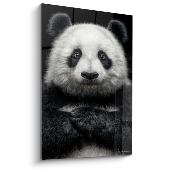 Tableau Panda blanc et noir mains croisées - Face-à-face silencieux - Edition Panda