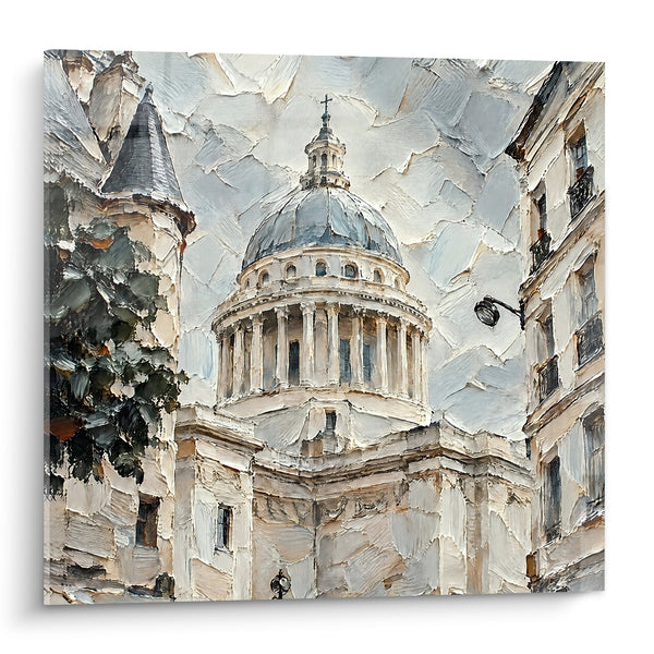 Parisian Dome Painting in Ivory and Grey Tones - Monumental Silence - Pantheon Edition Île-de-France France