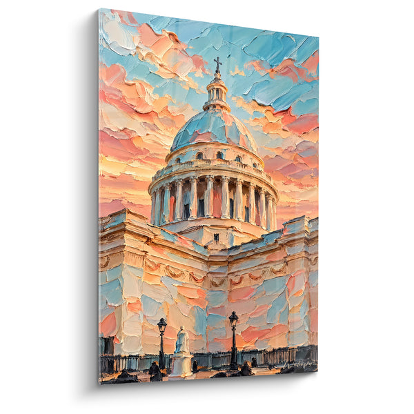 Monumental Dome Painting in Peach and Blue Tones - Evening Glow - Pantheon Edition Île-de-France France