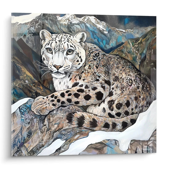 Snow Leopard Jade Gaze Wall Art - Snow Leopard Edition