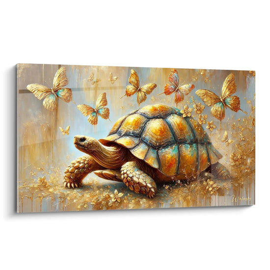 Goldener Schmetterlinge Wandbild - Edition Landschildkröte Tiere