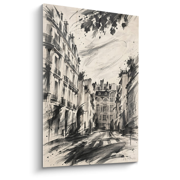 Tableau Rue parisienne noire et beige encrée - Silence urbain - Edition Paris  Île-de-France France