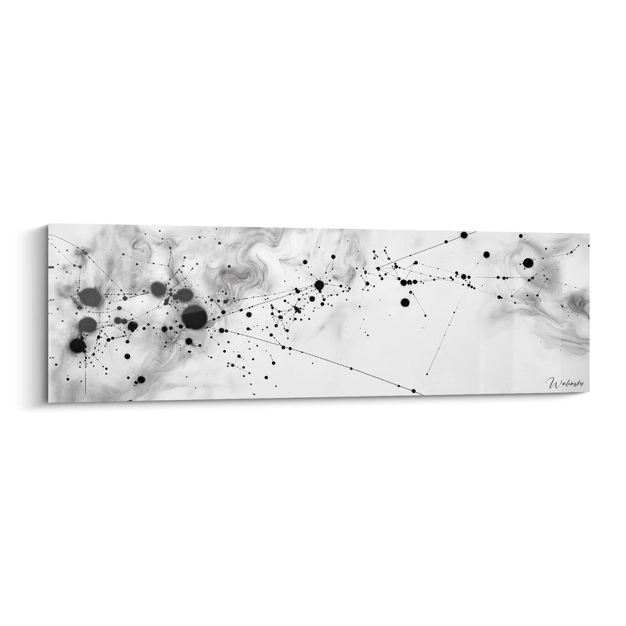 Tableau Particules Flottantes Acier - édition tacheté noir et blanc