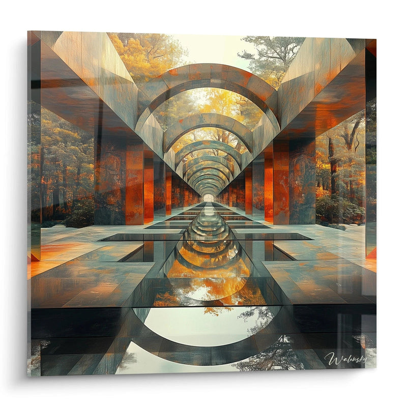 Temporal Passage Rust Painting - Abstract Geometric Edition