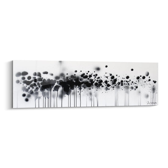 Quadro maculato bianco e nero di Walensky con schizzi artistici e gocce