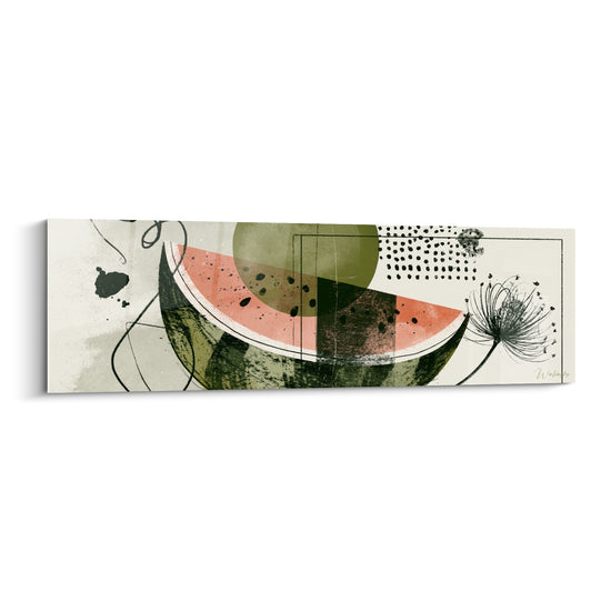 Tableau Tranche de pastèque corail et vert olive - Esquisse d'été - Edition Pastèque