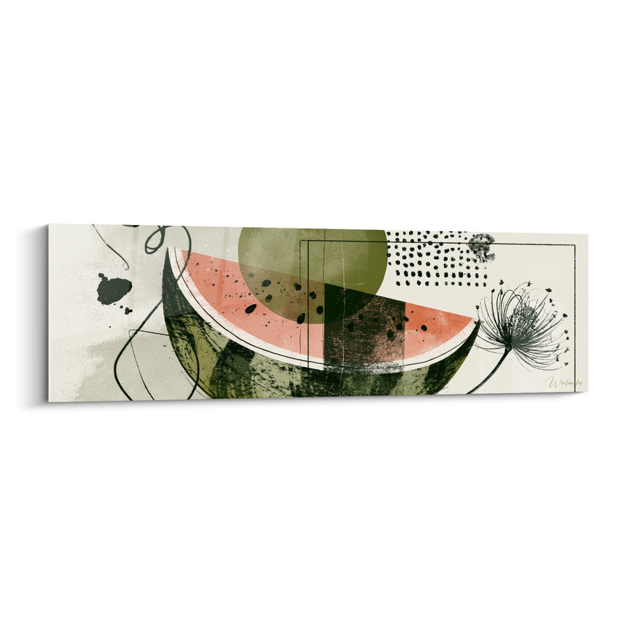 Tableau Tranche de pastèque corail et vert olive - Esquisse d'été - Edition Pastèque