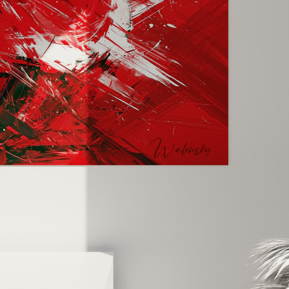 Détail des empâtements rouges et blancs de la pastèque, texture rugueuse et pépins noirs contrastés