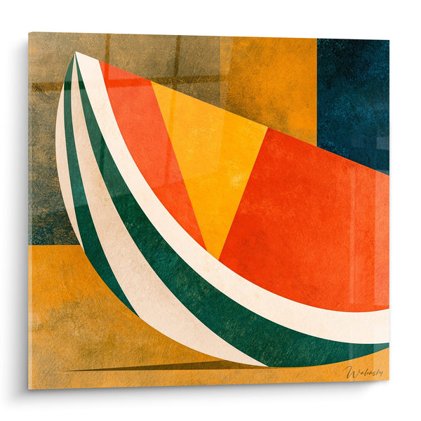 Tableau Pastèque géométrique orange et ocre - Éclat d'été - Edition Pastèque